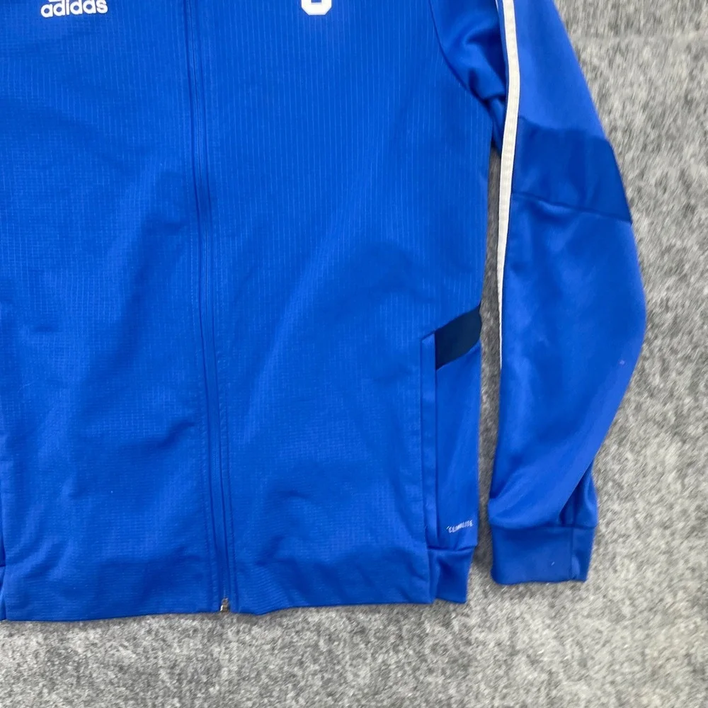 Adidas Track Jacket Mens Medium Climalite Blue Soccer Full Zip Stripe